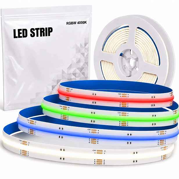 Led pásek Cob 24V Rgbw Rgb 4000K neutrální bílá 896led/m 12 mm x 5 m