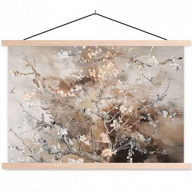 MuchoWow PLAKÁT S MAGNETICKOU LIŠTOU Mandlový květ - Umění - Van Gogh - Béžová - Abstraktní 90x60 cm