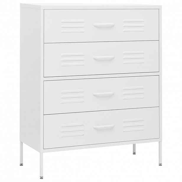 vidaXL Komoda se zásuvkami bílá 80 x 35 x 101,5 cm ocel