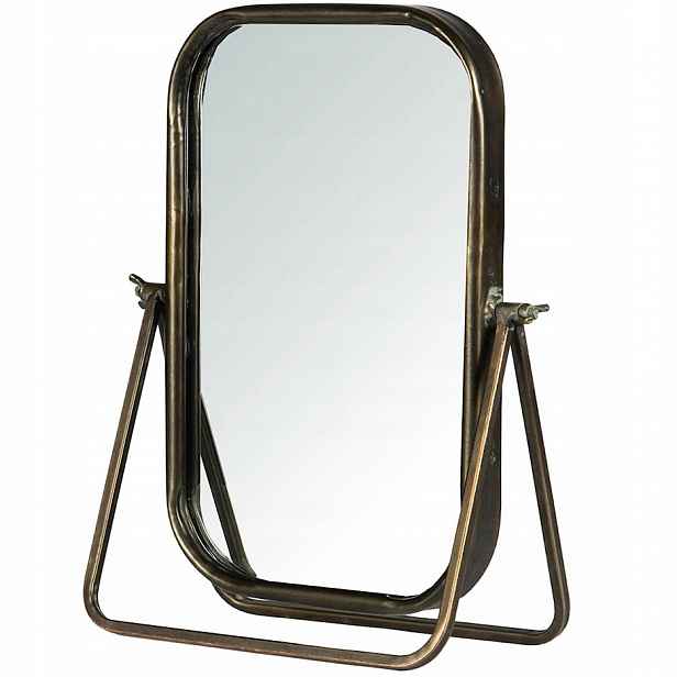 Zrcadlo Na Toaletní Stolek Na Líčení Zlaté Retro Výklopné Zrcátko 40 cm