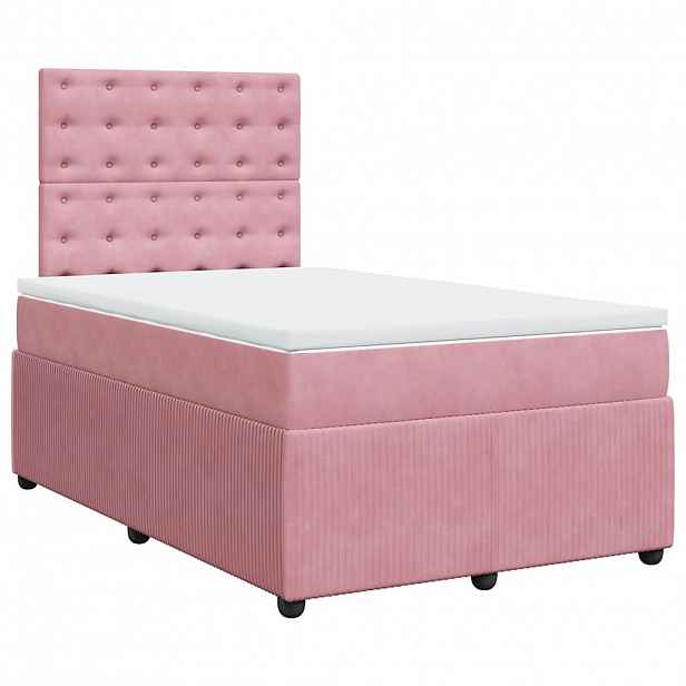vidaXL Box spring postel s matrací růžová 120x190 cm samet