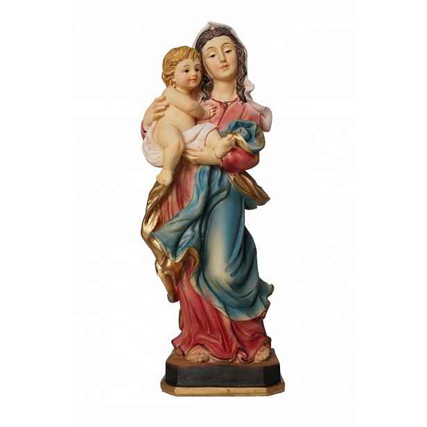 Figurka Panna Maria Matka Boží s Ježíškem Barevná 26 cm Ručně Malovaná
