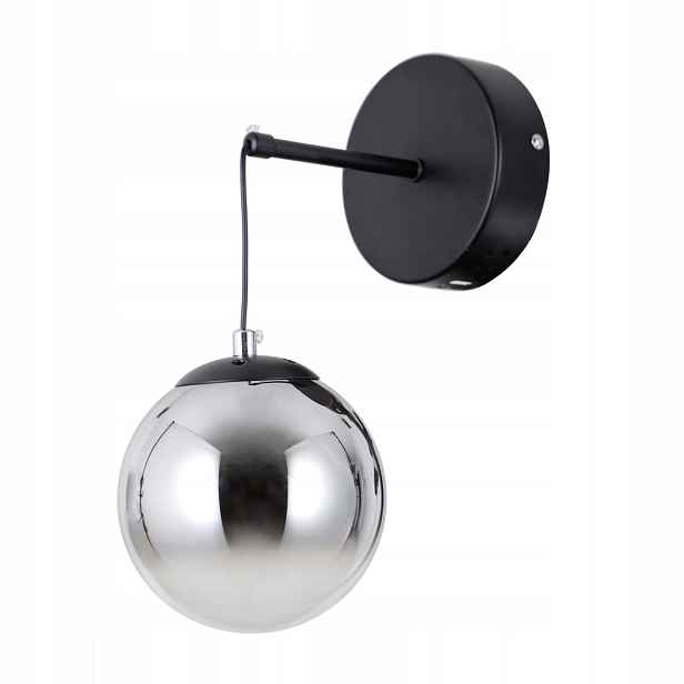 Nástěnná lampa černá matná led 5w 3000k kouřová koule Italux