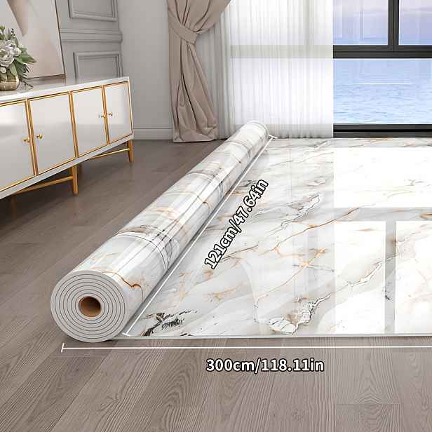 TEMU Extra velká role 47.64" X 118.11" vinylové podlahy samolepicí tapety, extra silné mramorové podlahové samolepky, odlepovací a nalepovací