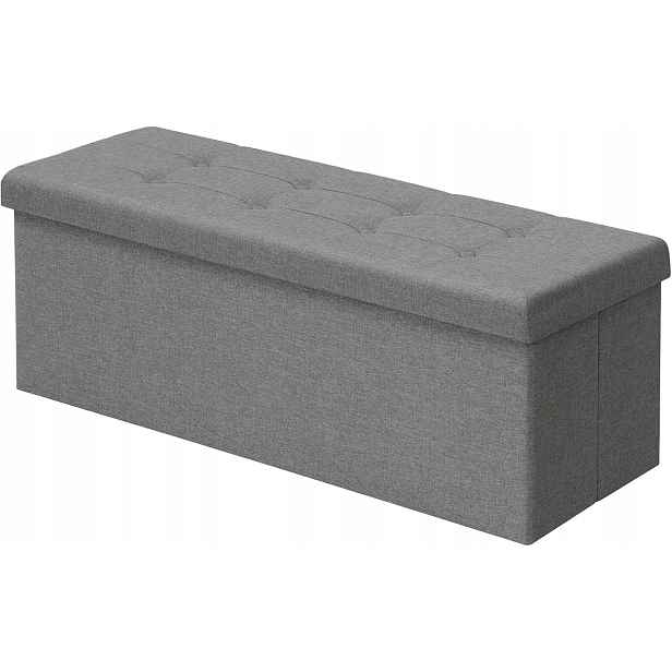 Woltu Taburet Lavička Truhla Úložný Box Šedý 110 X 37 X 38 CM