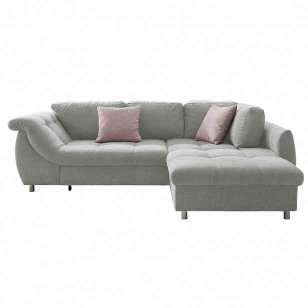 luma-home ROHOVÁ POHOVKA s funkcí rozkládání, vlnové pružinové jádro, otoman vpravo, 250 × 190 × 84 cm (Š×H×V), mikrovlákno, šedá / 17003