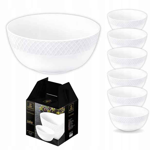 Miska na polévku 7ks bílá Porcelánová salátová mísa na salátové pochoutky Wilmax