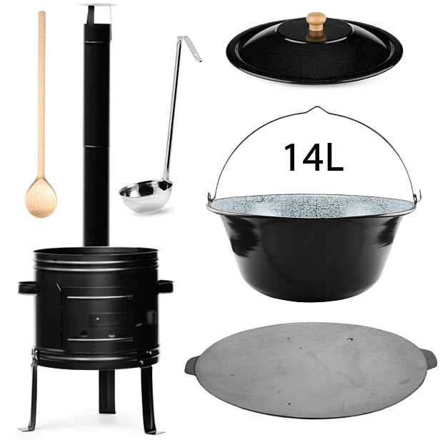 Perfect Home PL-Set-63 Kotlíková souprava 14L, 6ks – kotlina/kotlík/poklice/vařečka/naběračka/deska
