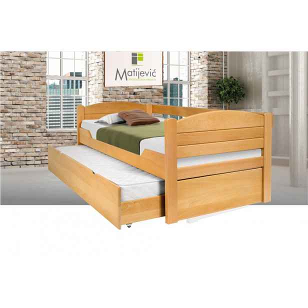 Postel z masivu K1 SOFA 90 PLNÁ PLUS buk natural s matrací ELASTIK - SET
