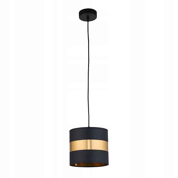 Tk Lighting Moderní závěsná lampa Paris zlato černé látkové stínidlo