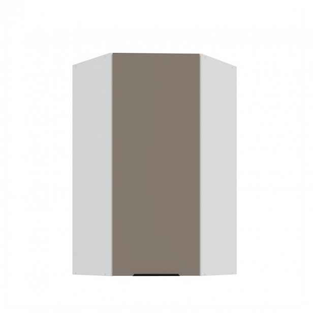 Vysoká horní rohová skříňka LUNARA 1 - 60x60 cm, tmavě béžová / bílá
