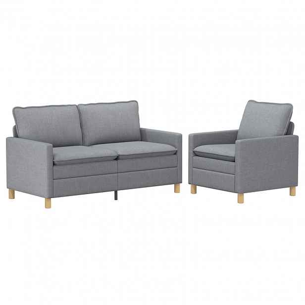vidaXL Set pohovek 2 ks Světle šedá Textil