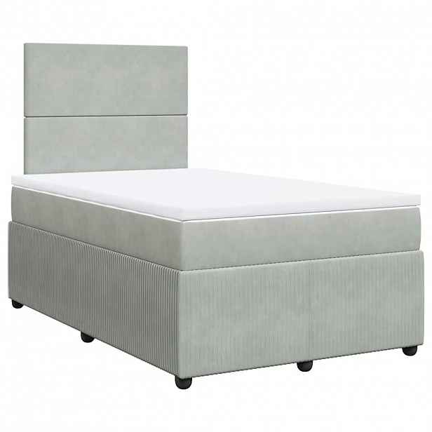 vidaXL Box spring postel s matrací světle šedá 120 x 200 cm samet