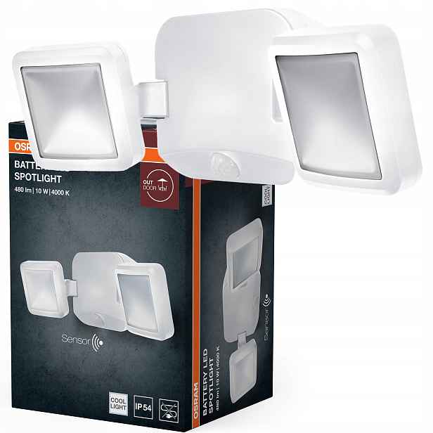 Halogen Led Venkovní reflektor na baterie Snímač pohybu IP54 Bílý Osram