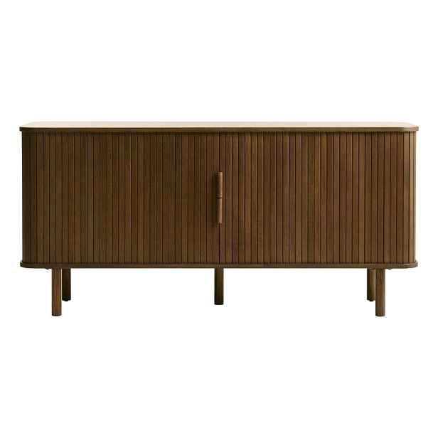 Hnědá nízká komoda v dekoru dubu s posuvnými dveřmi 76x160 cm Cavo – Unique Furniture