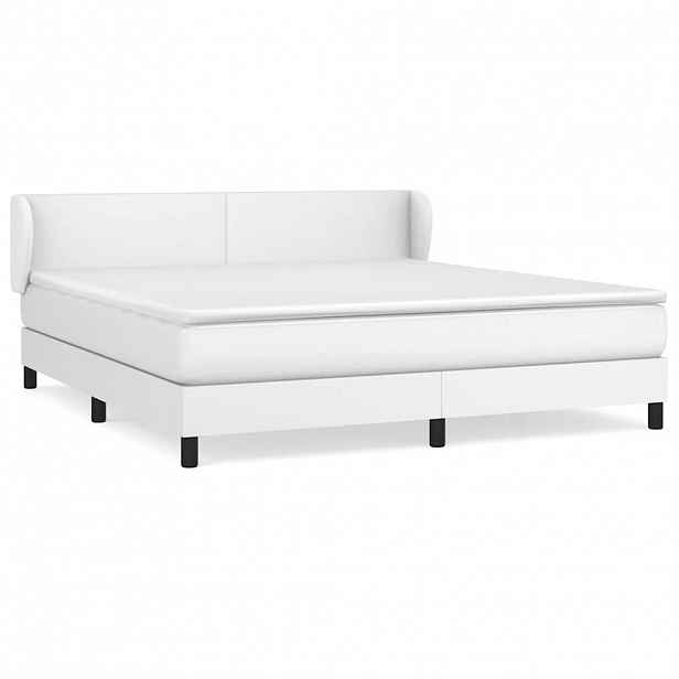 vidaXL Box spring postel s matrací bílá 160x200 cm umělá kůže