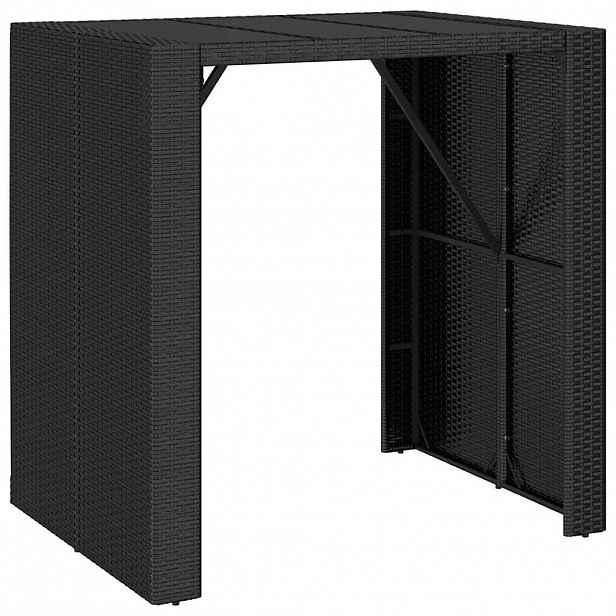 vidaXL Zahradní stůl se skleněnou deskou černý 105x80x110 cm polyratan