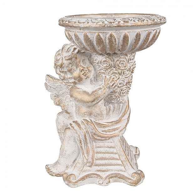 Bílý antik květináč se sochou anděla Angelio Baroque - 18*15*23 cm Clayre & Eef