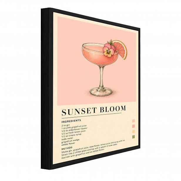Obraz V Černém Rámu Na Plátně Plakát Drink Recipe Do Kuchyně Baru 60x40