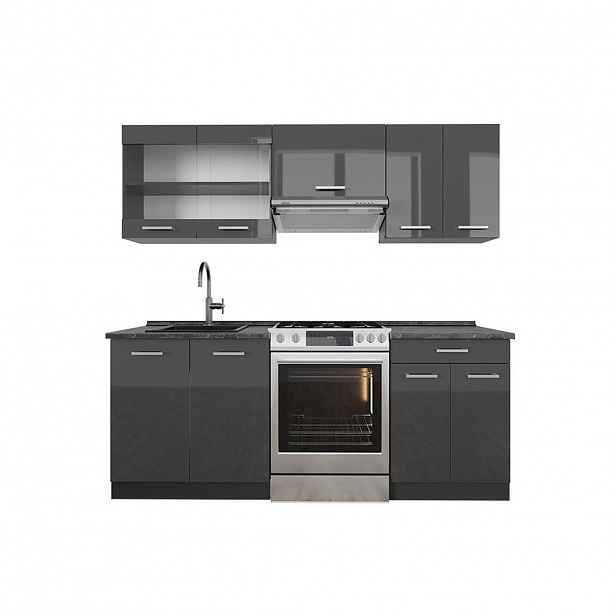 Vicco KUCHYŇSKÝ KOUT R-Line Antracit vysoký lesk/antracit 200 cm , PD Antracit
