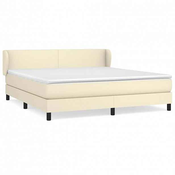 vidaXL Box spring postel s matrací krémová 160x200 cm umělá kůže