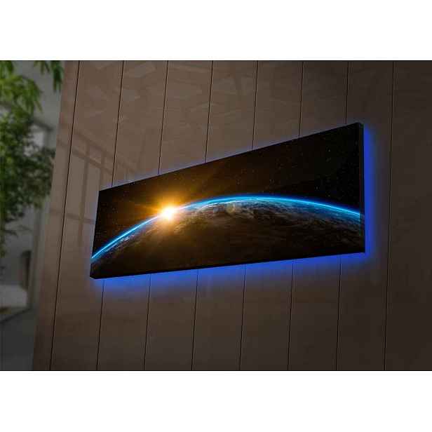 Hanah Home Obraz s led osvětlením Zeměkoule 90x30 cm
