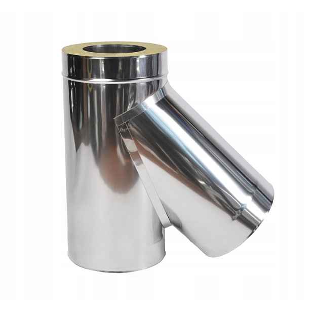T-rozdělovač komínový trojháček izolovaný 80/130 45st Dualinox