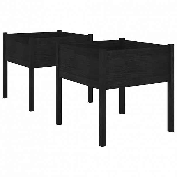 vidaXL Zahradní truhlíky 2 ks černé 70 x 70 x 70 cm masivní borovice