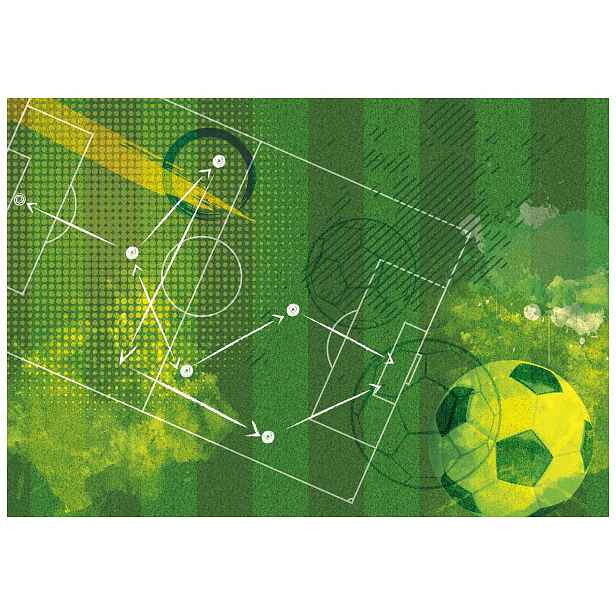 Fototapeta Fotbal, taktika a dynamika na zeleném trávníku 368x254 lepidlo