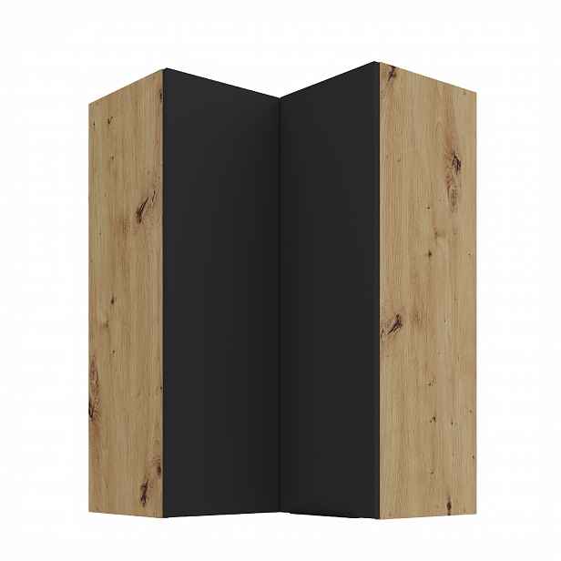 Horní rohová skříňka Aria 60x60 GN-90 2F (90°) Barva korpusu: Dub artisan, Barva dvířek: BL - Black AFM