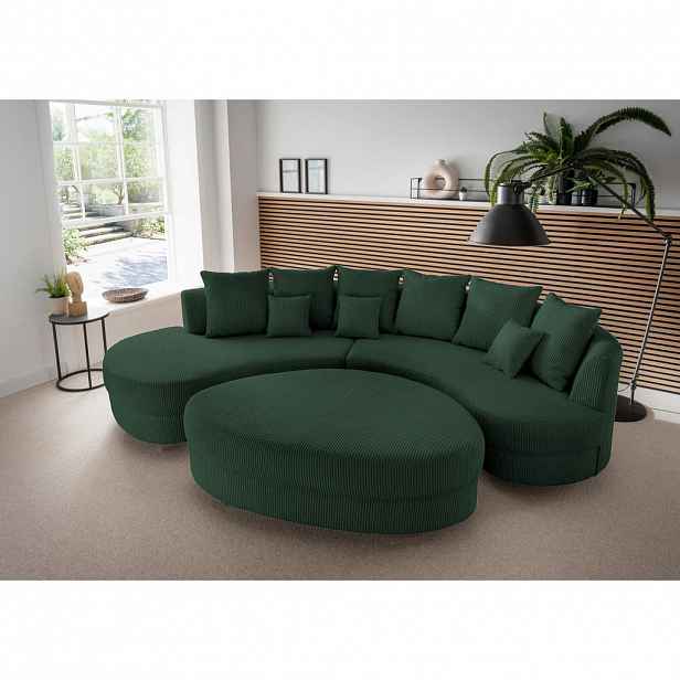 Livetastic SEDACÍ SOUPRAVA, textil, tmavě zelená