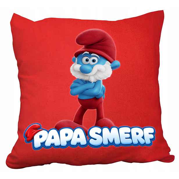 Polštář Červený The Smurfs Šmoulové Taťka Šmoula Dárek Dárek Jméno