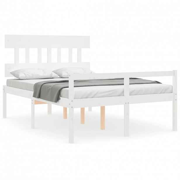 vidaXL Postel s čelem pro seniory bílý 140x200 cm masivní dřevo