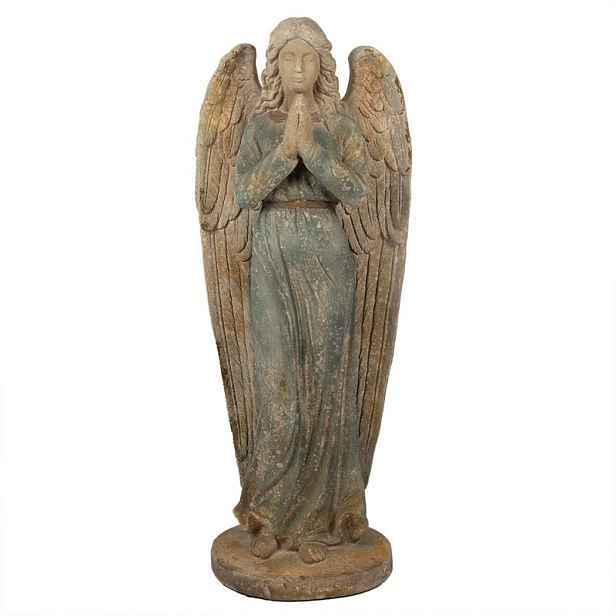 Béžovo-zelená antik dekorace socha anděl Angel Vintage - 48*32*119 cm Clayre & Eef