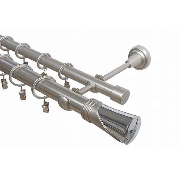 Dvojitá Garnýž kovový saténový mix hrotů Imperia Deco 25+19 mm 120 cm