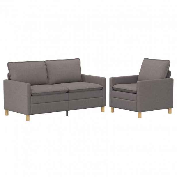 vidaXL Set pohovek 2 ks Taupe Textil