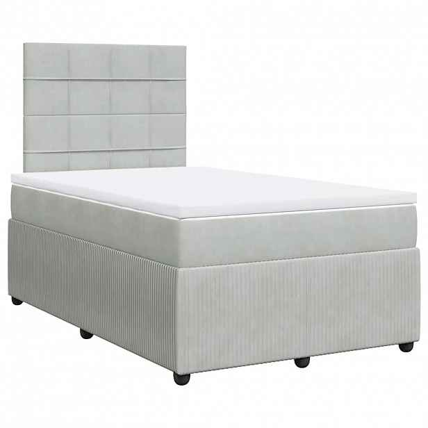 vidaXL Box spring postel s matrací světle šedá 120 x 200 cm samet