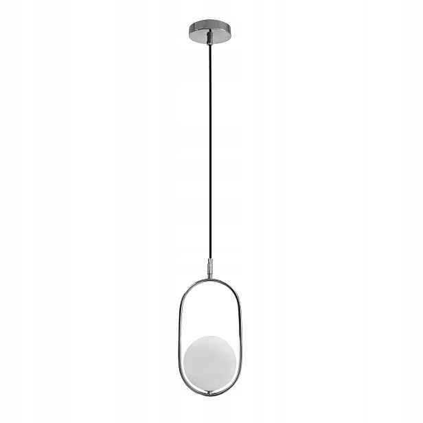 Cordel Závěsná lampa Chromová 1x20W G9 Stínidlo Bílá Kulatý Kula 120 cm