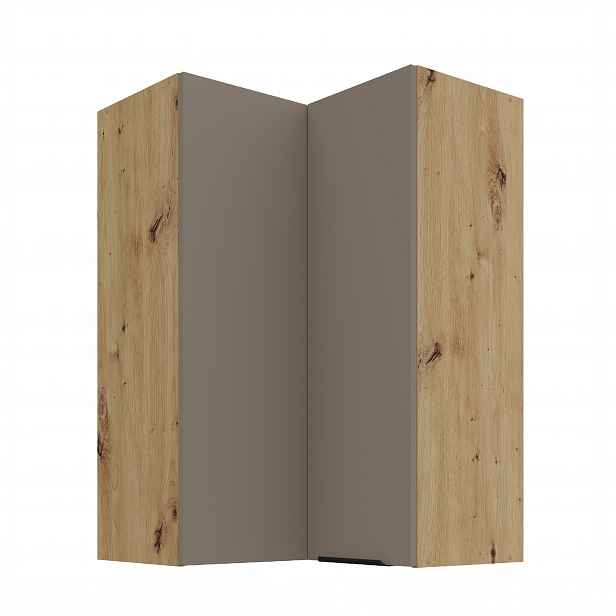 Horní rohová skříňka Aria 60x60 GN-90 2F (90°) Barva korpusu: Dub artisan, Barva dvířek: TA - Sandgrau AFM
