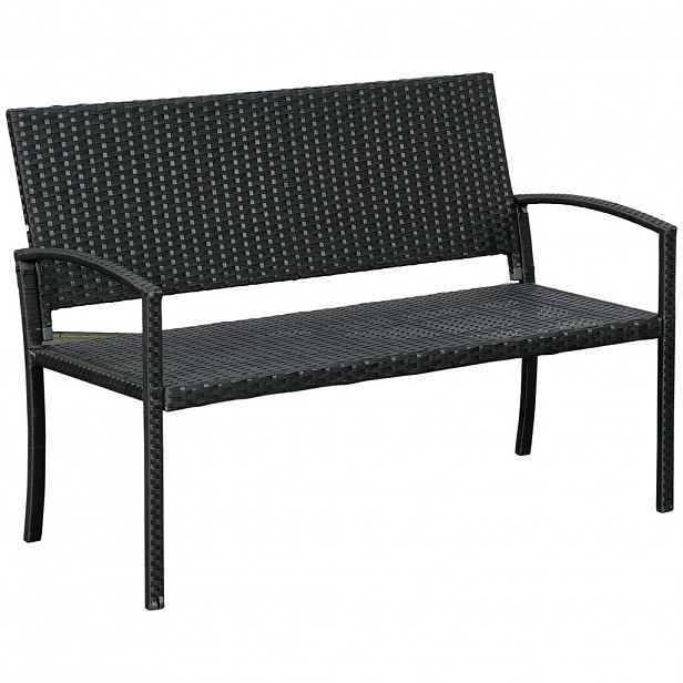Outsunny ZAHRADNÍ LAVIČKA pro 2 osoby, nosnost až 240 kg, černá, 122 x 60 x 85 cm