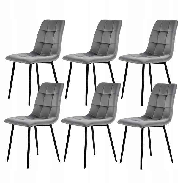 Velurové židle čalouněné šedou skandinávskou tkaninou Loft Oeko Tex x6
