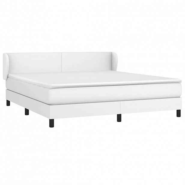 vidaXL Box spring postel s matrací bílá 180x200 cm umělá kůže