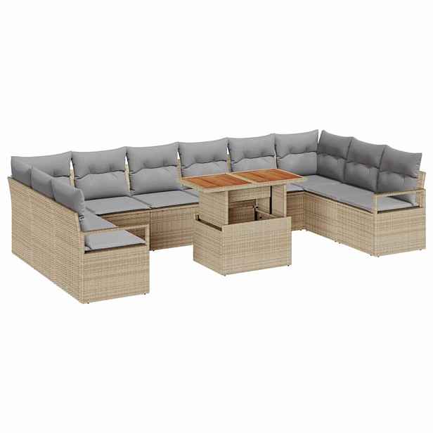 vidaXL Sada zahradních pohovek 11 ks 10-Počet míst Beige a šedá