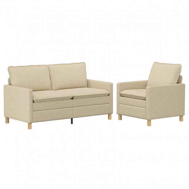 vidaXL Set pohovek 2 ks Krémová Textil