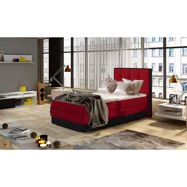 Moderní boxová pružina postel Adria 90x200, červená Roh: Orientace rohu Levý roh HELCEL