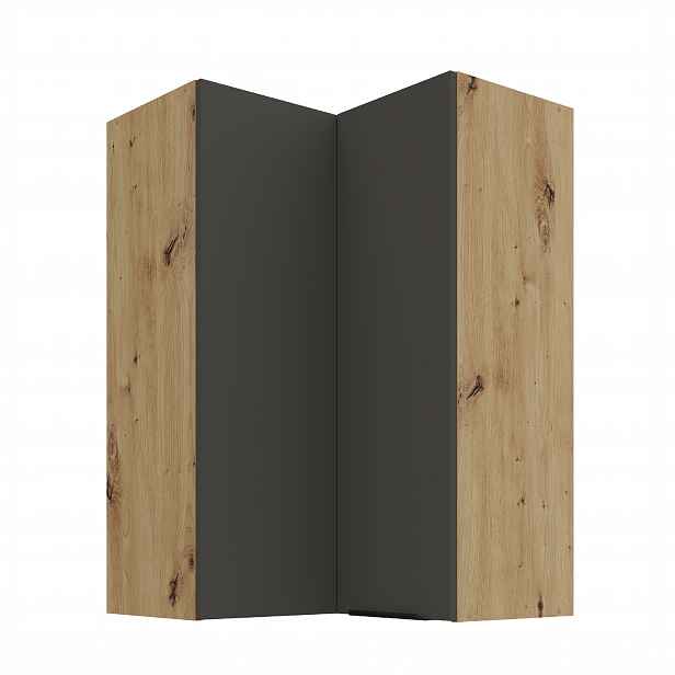 Horní rohová skříňka Aria 60x60 GN-90 2F (90°) Barva korpusu: Dub artisan, Barva dvířek: GR - Graphite AFM