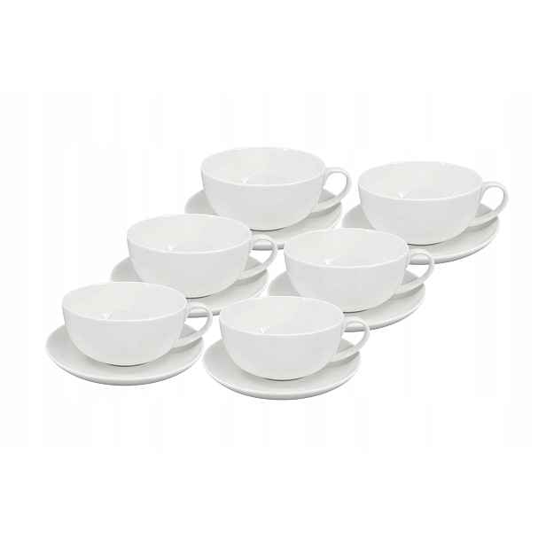 Sada 6 ks porcelánový šálek s podšálkem Luna 250 ml, bílý