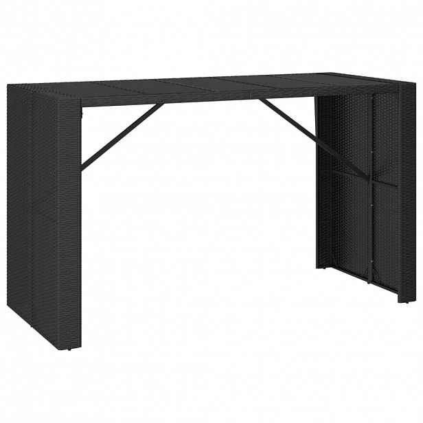 vidaXL Barový stůl se skleněnou deskou černý 185x80x110 cm polyratan