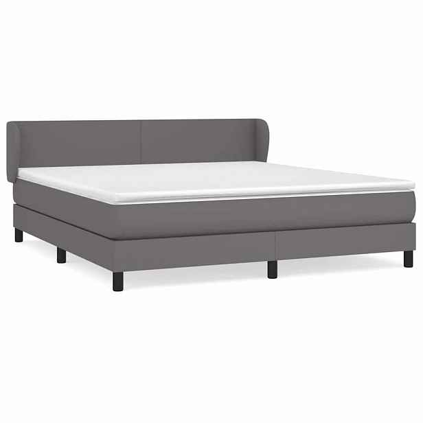 vidaXL Box spring postel s matrací šedá 180x200 cm umělá kůže