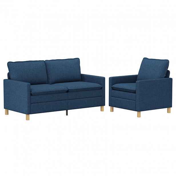 vidaXL Set pohovek 2 ks Modrá Textil